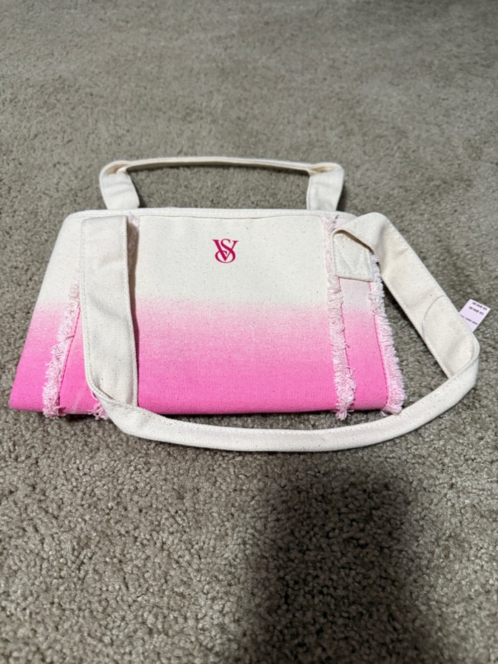 Victoria's Secret Ombre Pink and Cream Canvas Tote